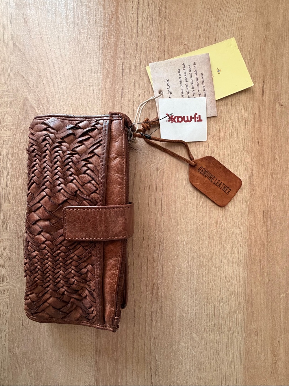 Artisan Brown Woven Genuine Leather Wallet